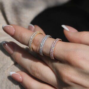 Dazzling Dual-Row Eternity Band | Flat Pave CZ Stunner in Sterling Silver